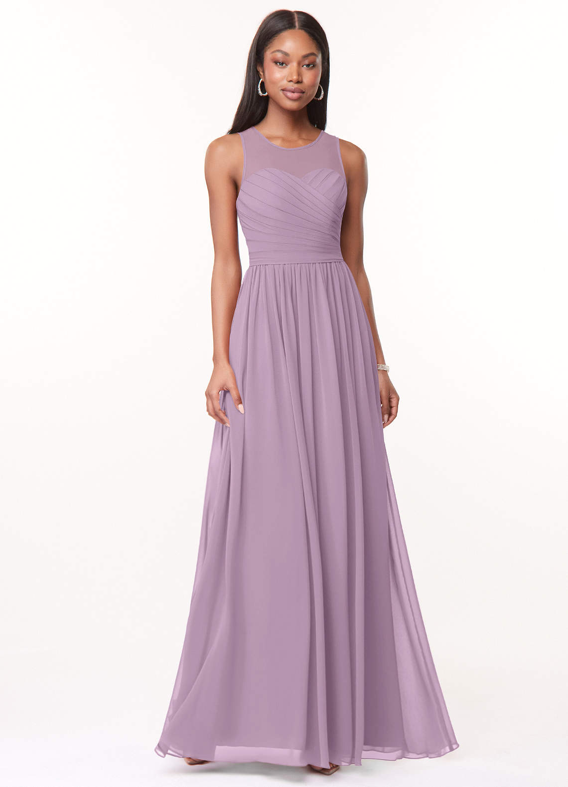 Azazie Nina Bridesmaid Dresses Wisteria A-Line Pleated Chiffon Dress image1