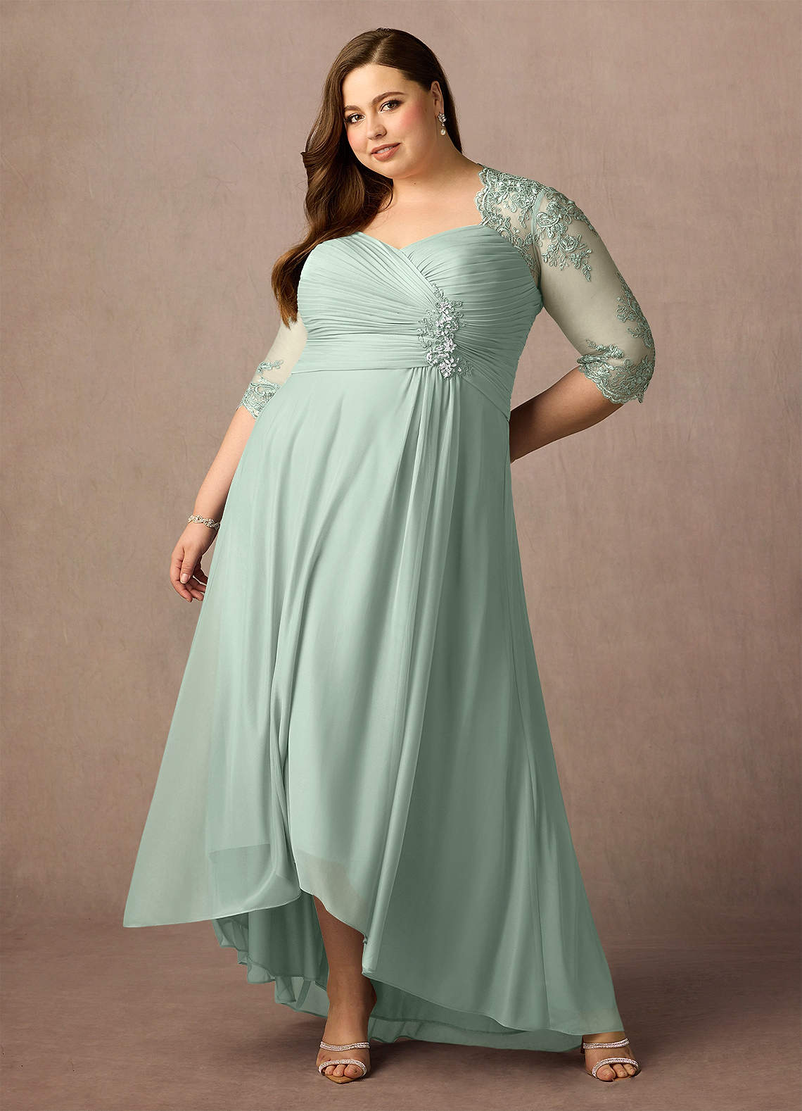 chinese dress ladies Plus Size Beaded Sleeveless Gown by Ladivine CC8270C