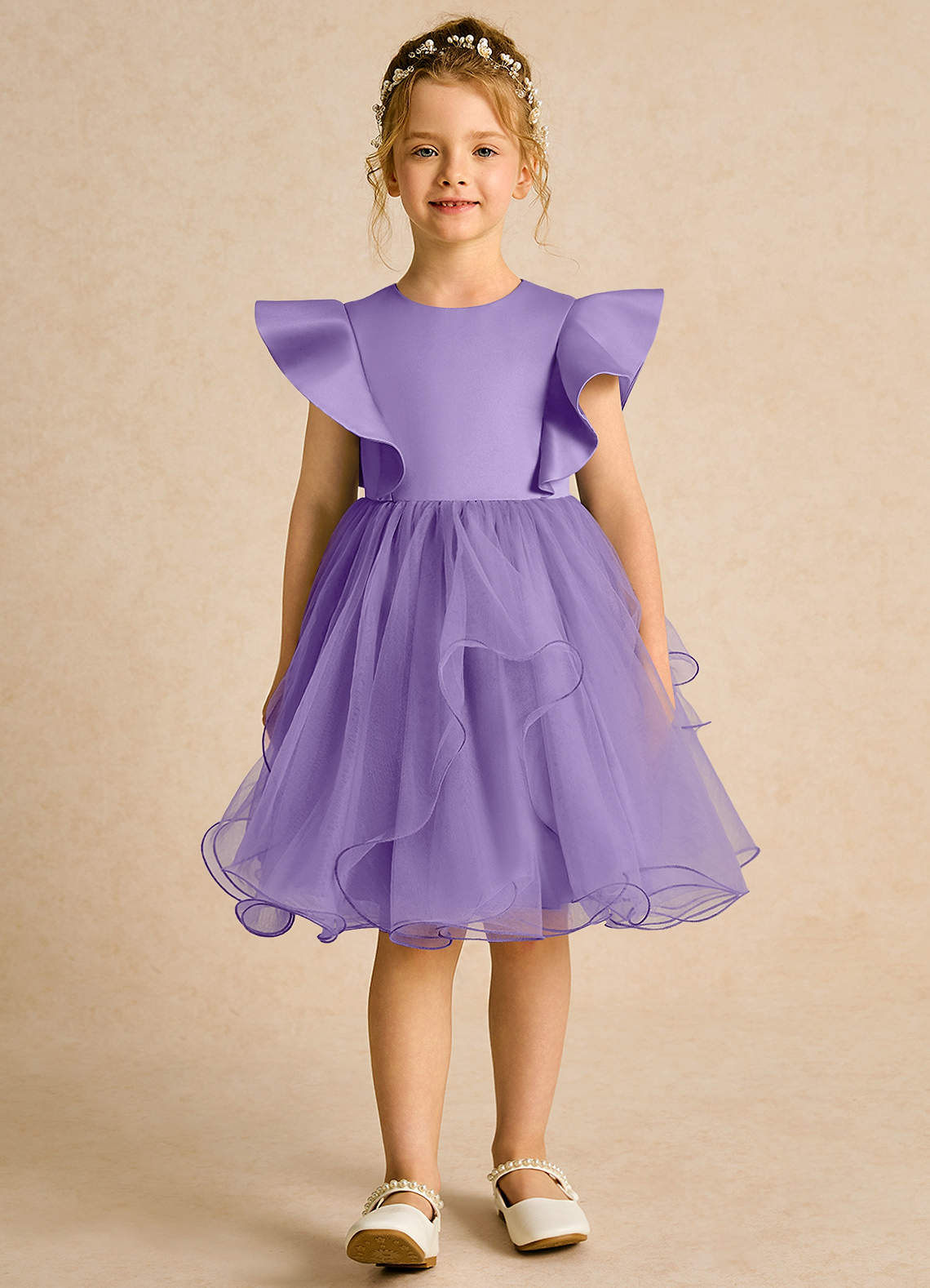 Azazie Chirp Blumenmädchenkleider Ballkleid Tüll Kleid Tahiti image1