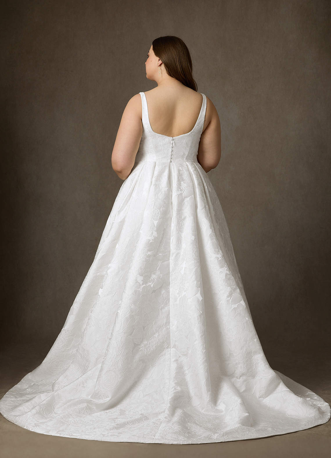 Azazie Ruby Wedding Dresses Diamond White Ball-Gown with Pockets Floral Jacquard Dress image11