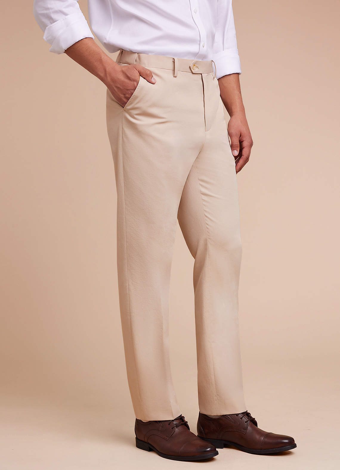 front Carter Tan Cotton Linen Blend Dress Pants