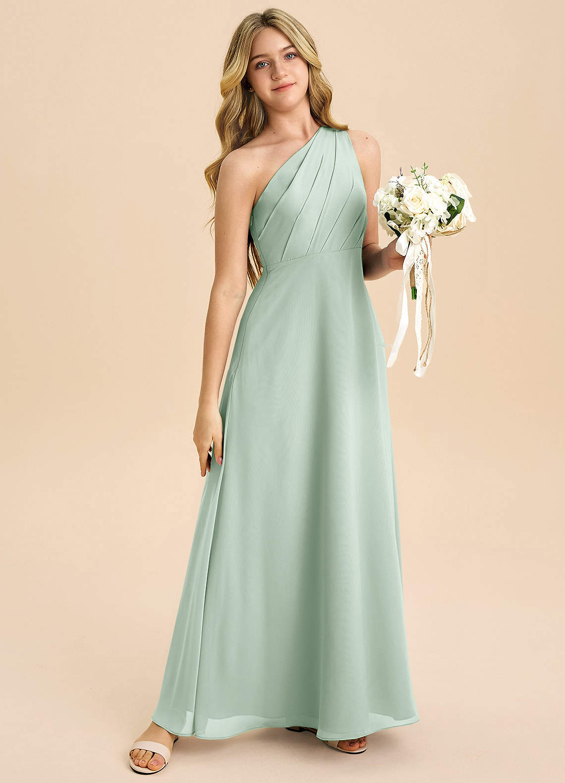 Light Dress Chiffon Dresses Mint Green Bridesmaid Dresses Uk Azazie  A-Line/Princess One-Shoulder Floor-Length Chiffon Junior Bridesmaid Dresses  Agave