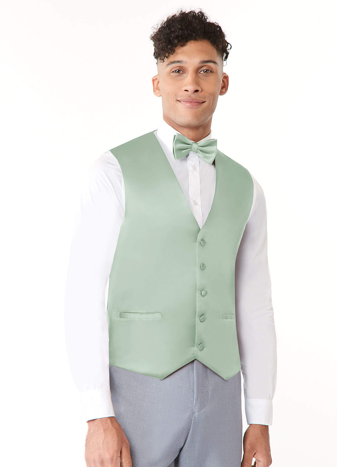 front Matte Satin Vest and Bow Tie Set