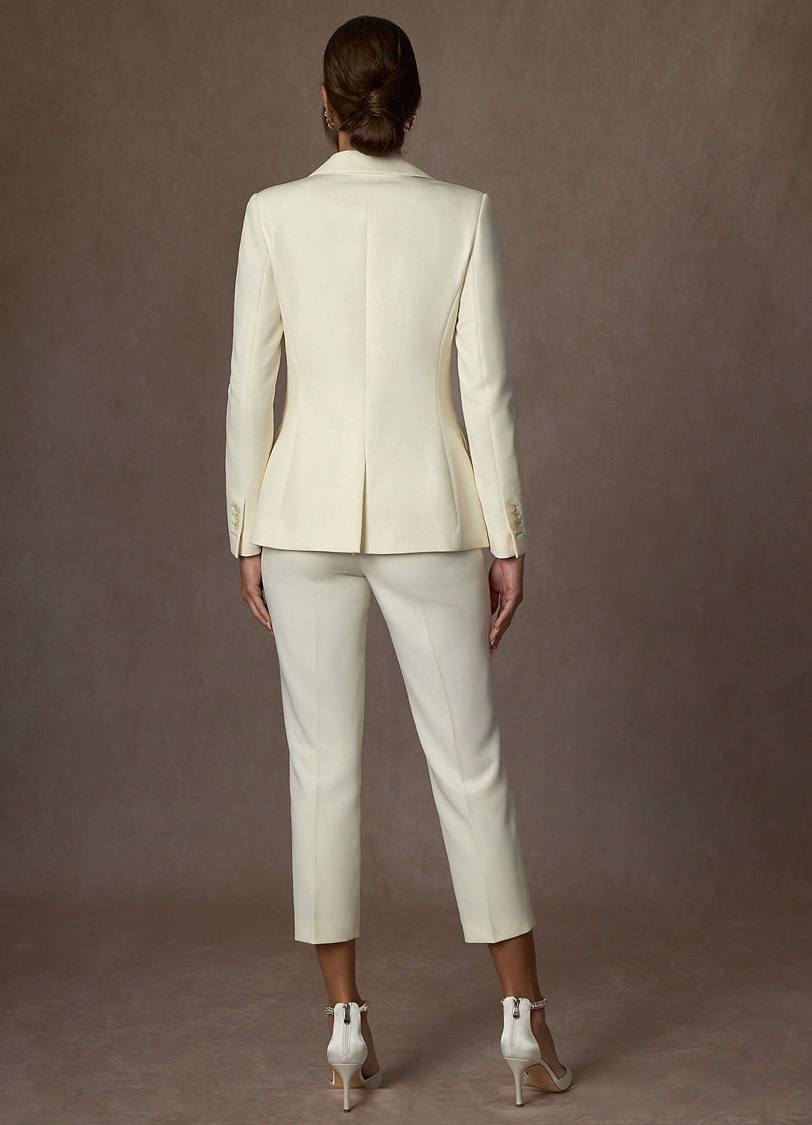 front Charlotte Ivory Refined Weave Dress Pants