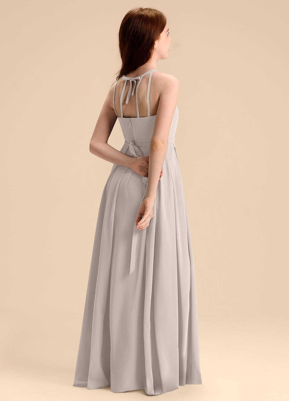 Azazie Arianthe Junior Frost A-Line Pleated Chiffon Dress image1
