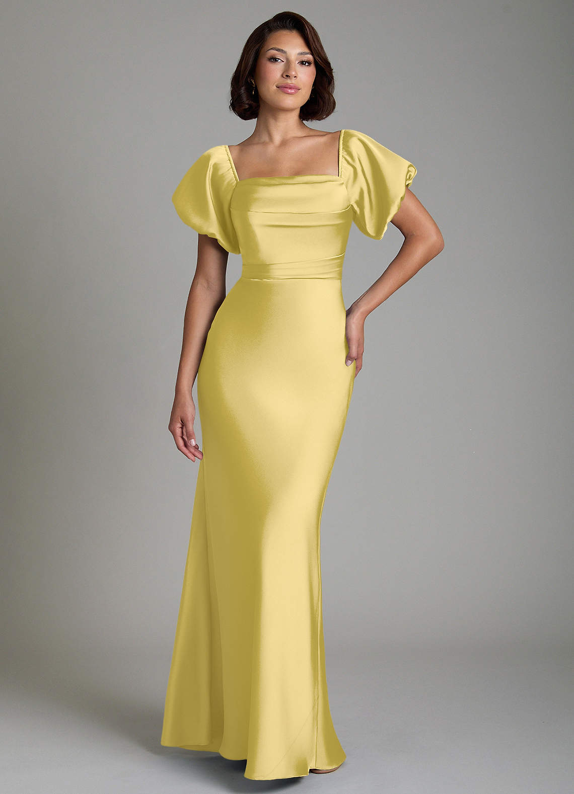 canary bridesmaid dresses Azazie Lea Stay on top of