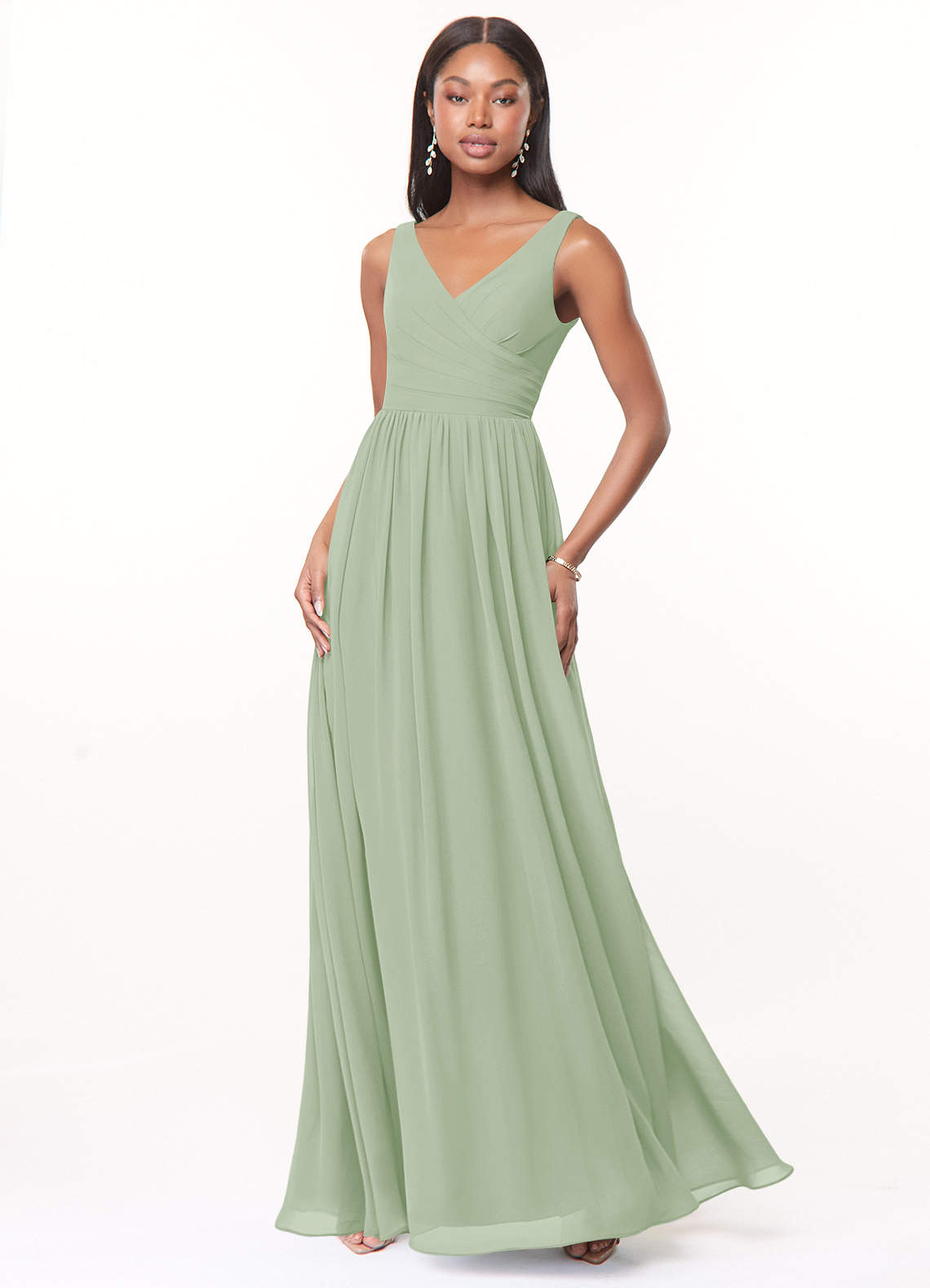 slim fit dress slacks Stunning Satin A Line Slit Sage Green Prom Dresses Hater Cross Back Fo –  Siaoryne main image 1