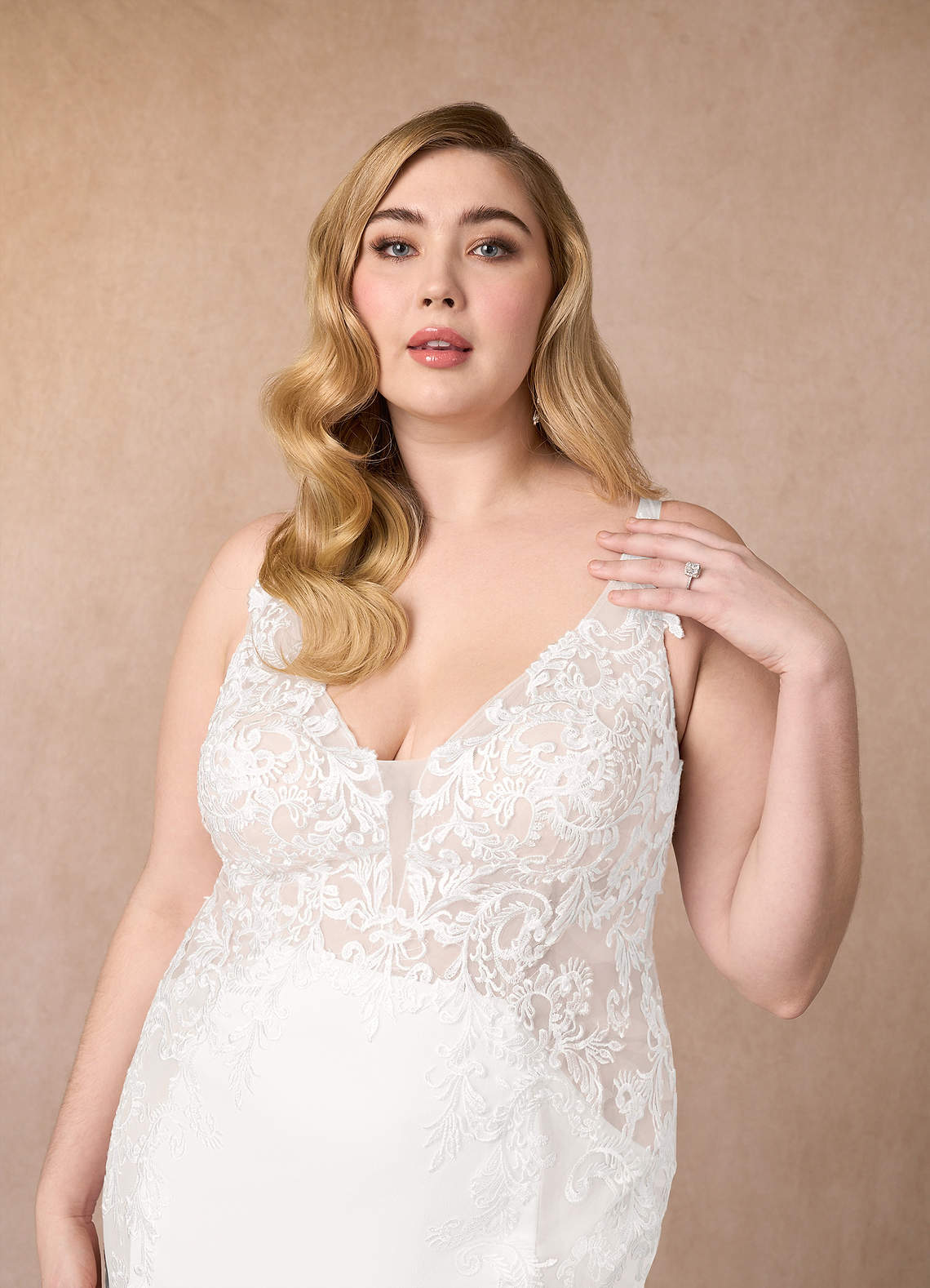 Azazie Estephanie Wedding Dresses Diamond White Mermaid Sequins Stretch Crepe Dress image11