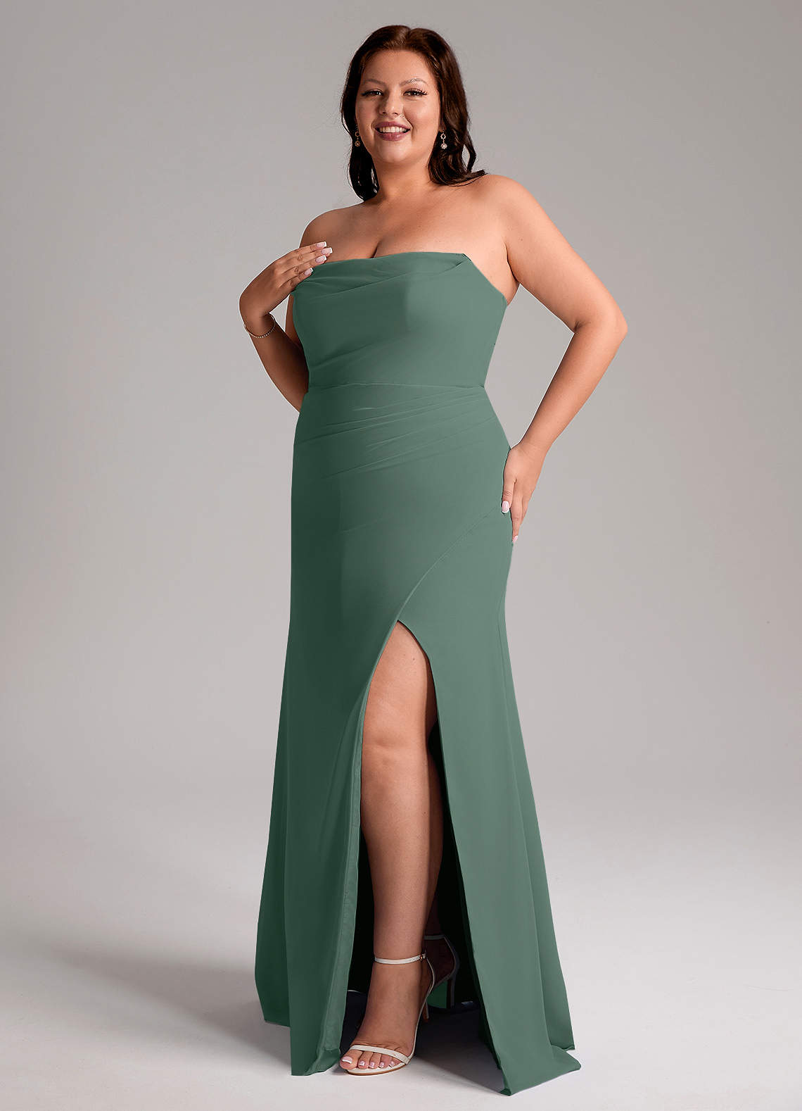Azazie Leonis Sea Moss Chiffon Bridesmaid Dresses | Azazie