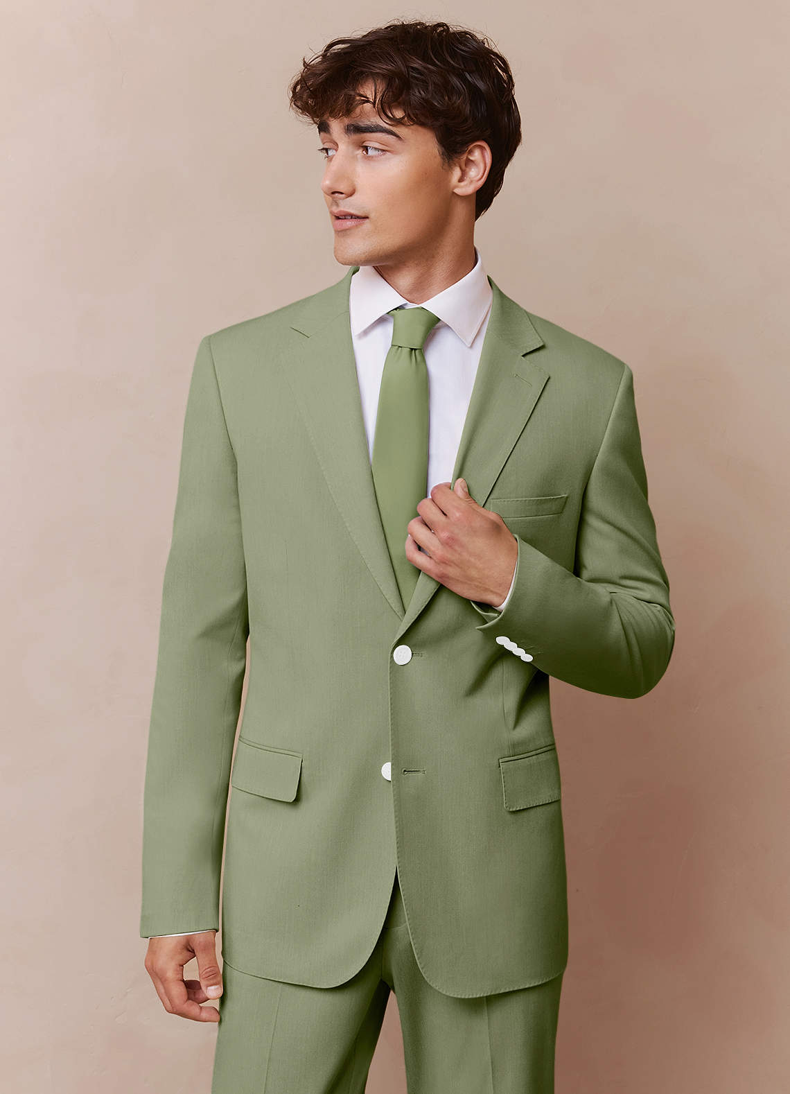 front James Pistachio Structured Stretch Suit Jacket