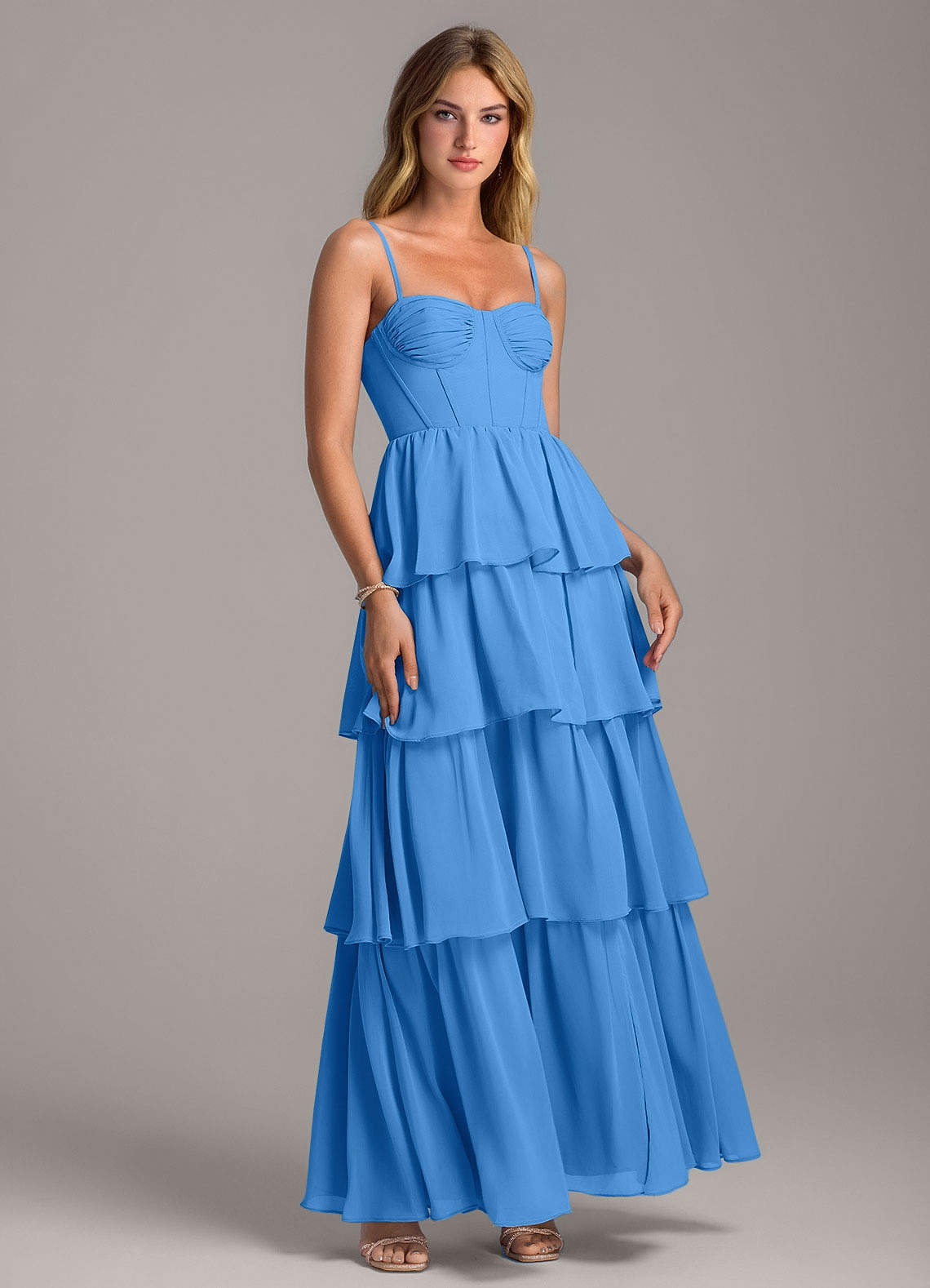 Azazie Alanna Bridesmaid Dresses Blue Jay A-Line Sweetheart Neckline Chiffon Dress image1