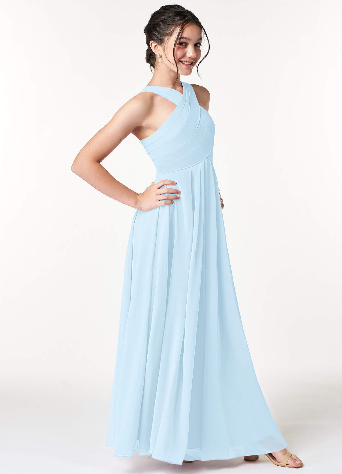 Sky Blue Azazie Kaleigh JBD Junior Bridesmaid Dresses | Azazie