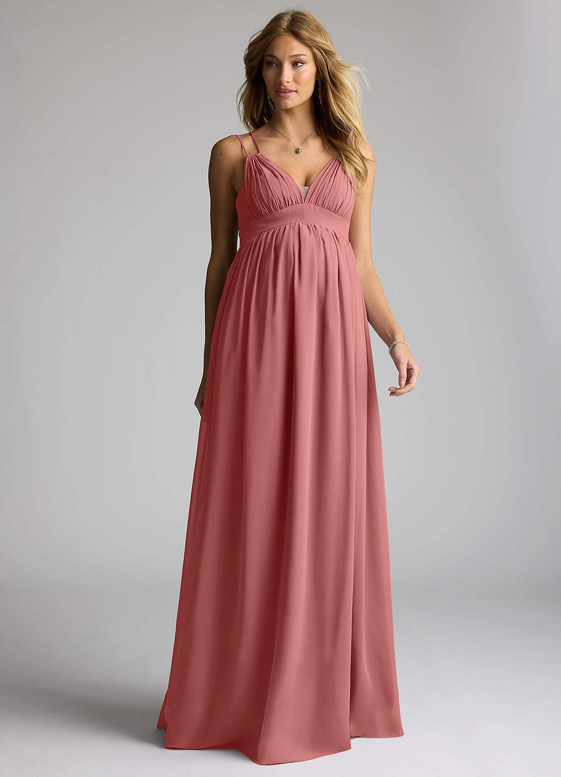 Azazie Emree Abiti da damigella d'onore premaman Abito A-Line Chiffon Floor-Length image1