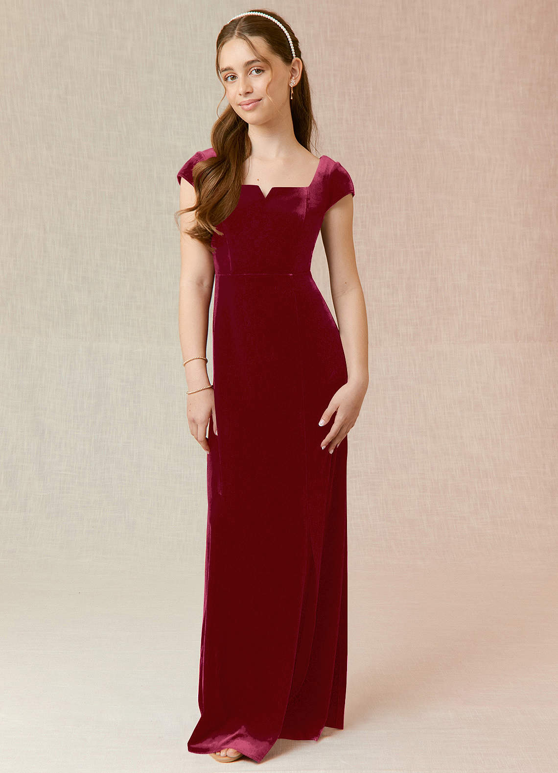 Azazie Gabi Junior Bridesmaid Dress in Burgundy | Azazie