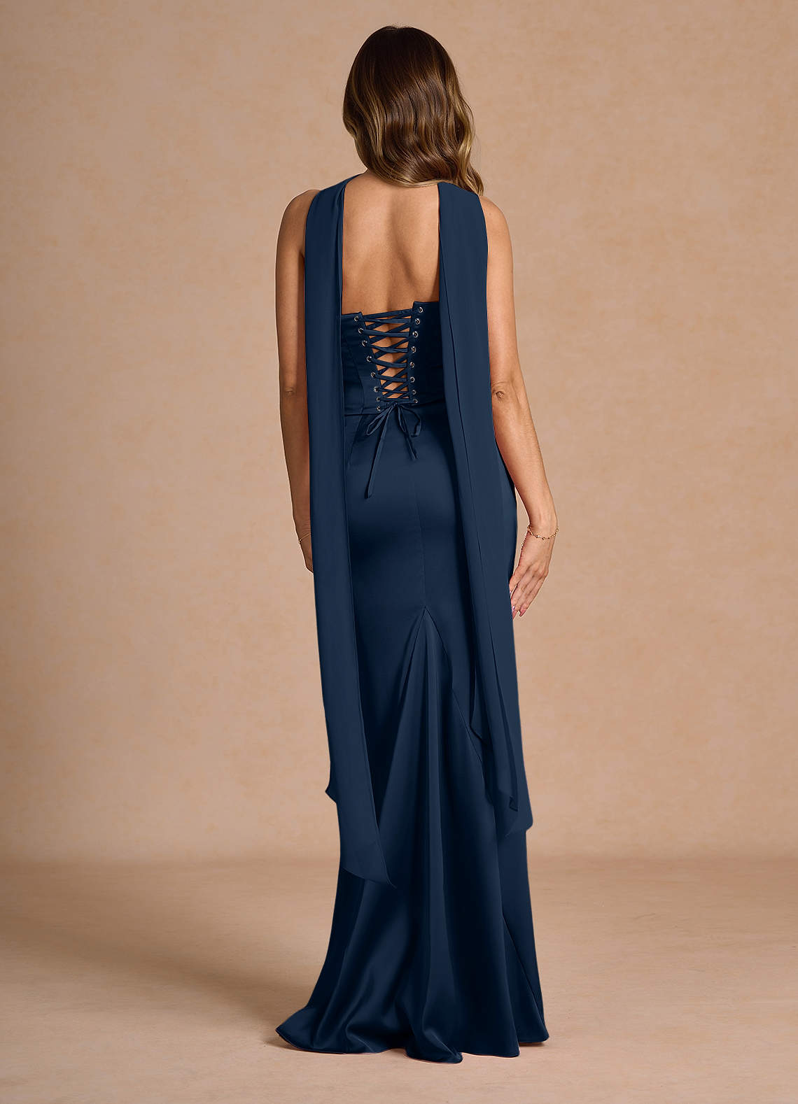 Azazie Navy Sleeveless Mermaid Evening Dress / Gown
