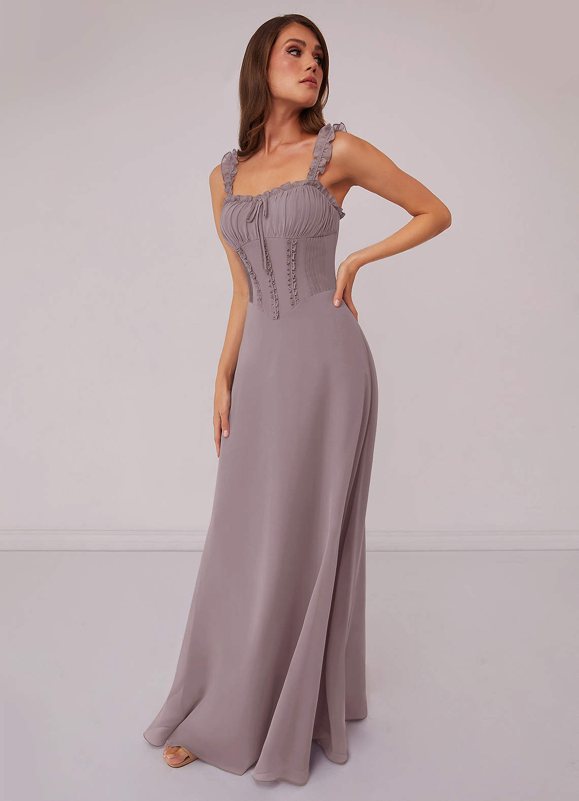 Barbie ♥ Azazie At-home Try On Dresses Barbie Pink A-Line Sweetheart Neckline Chiffon Dress image1