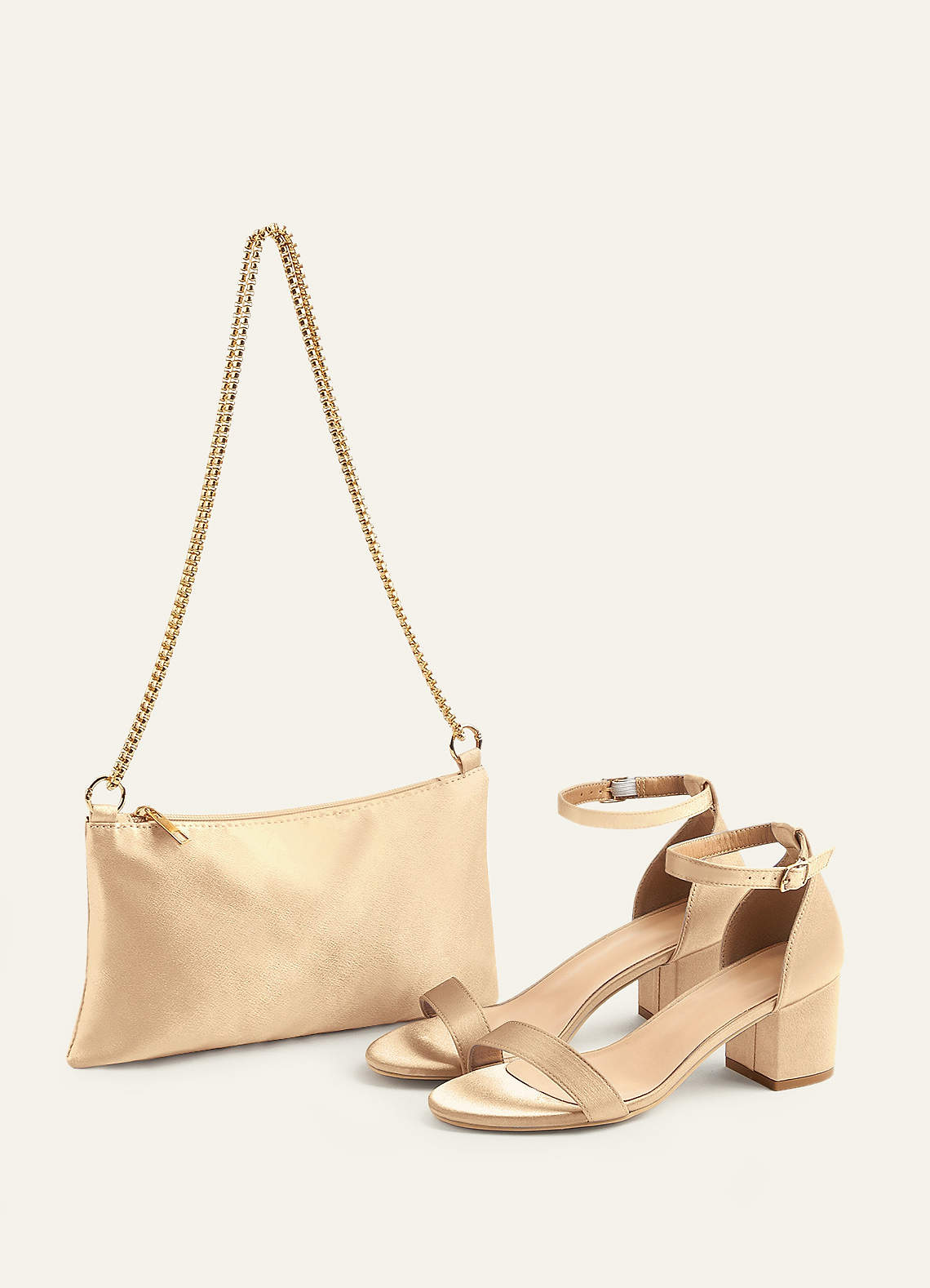 front Matching Color Metallic Satin Adjustable Shoulder Bag