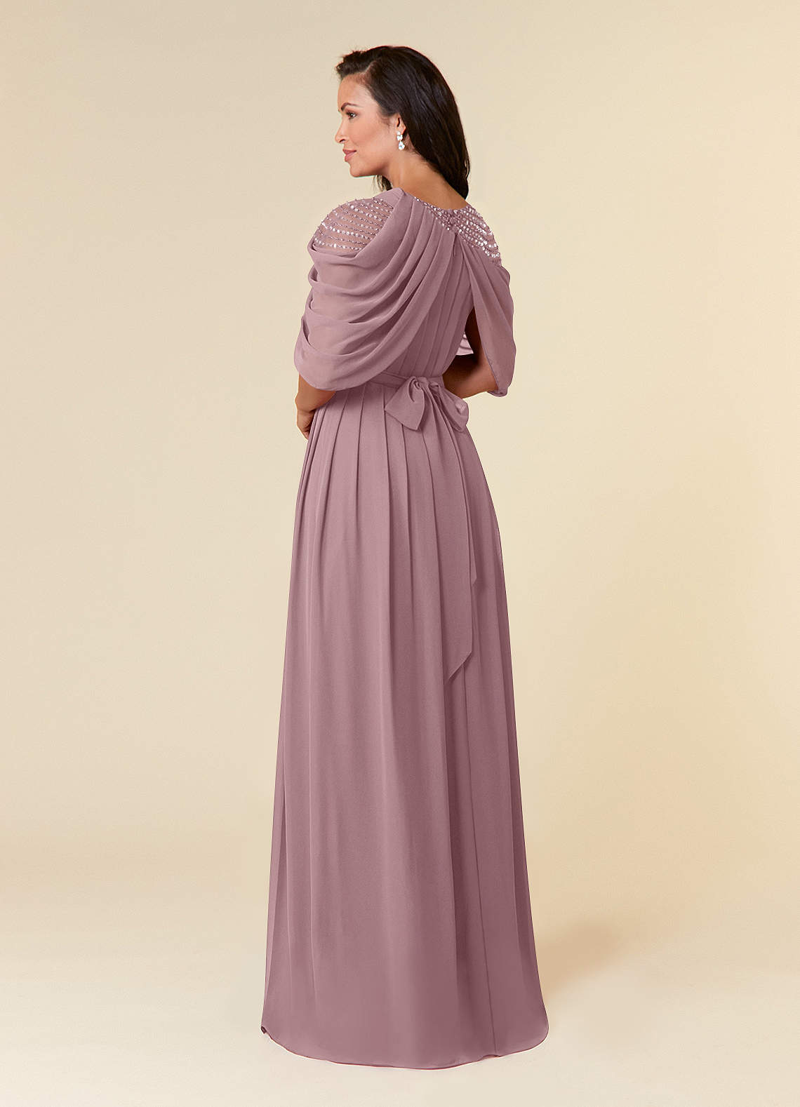 Azazie Olena Mother of the Bride Dresses Dusty Rose A-Line Sequins Chiffon Dress image7
