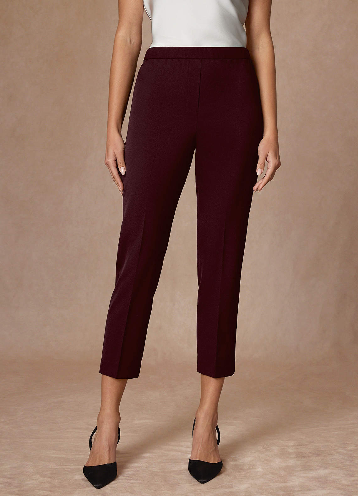 front Kennedy Cabernet Structured Stretch Pants Suit