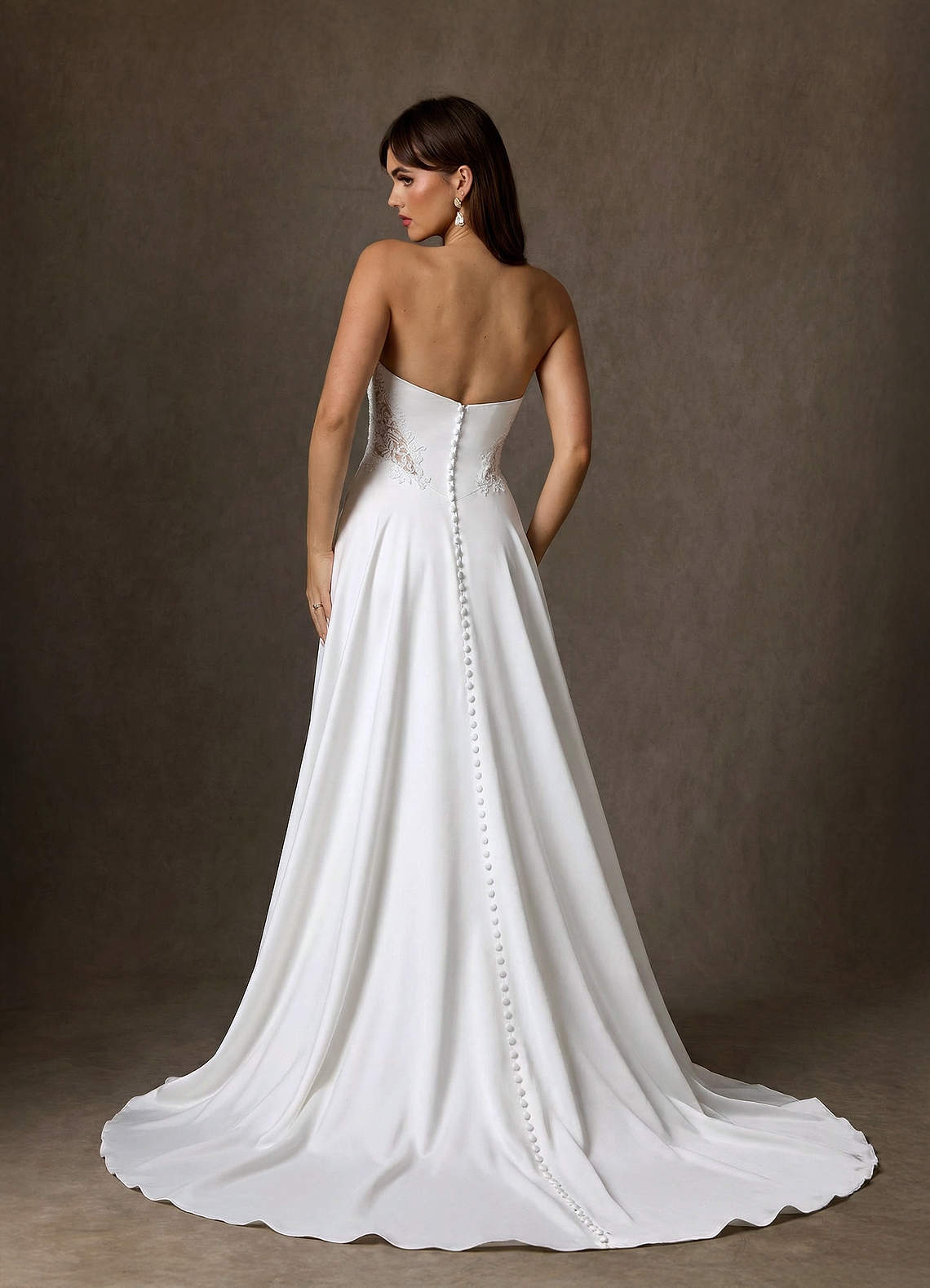 Azazie Ganelle Wedding Dresses Diamond White A-Line Sweetheart Neckline Crepe Back Satin Dress image10