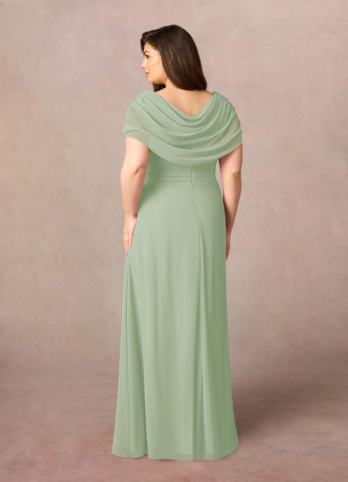 Azazie Mary Mother of the Bride Dresses Dusty Sage A-Line Side Slit Chiffon Dress image7