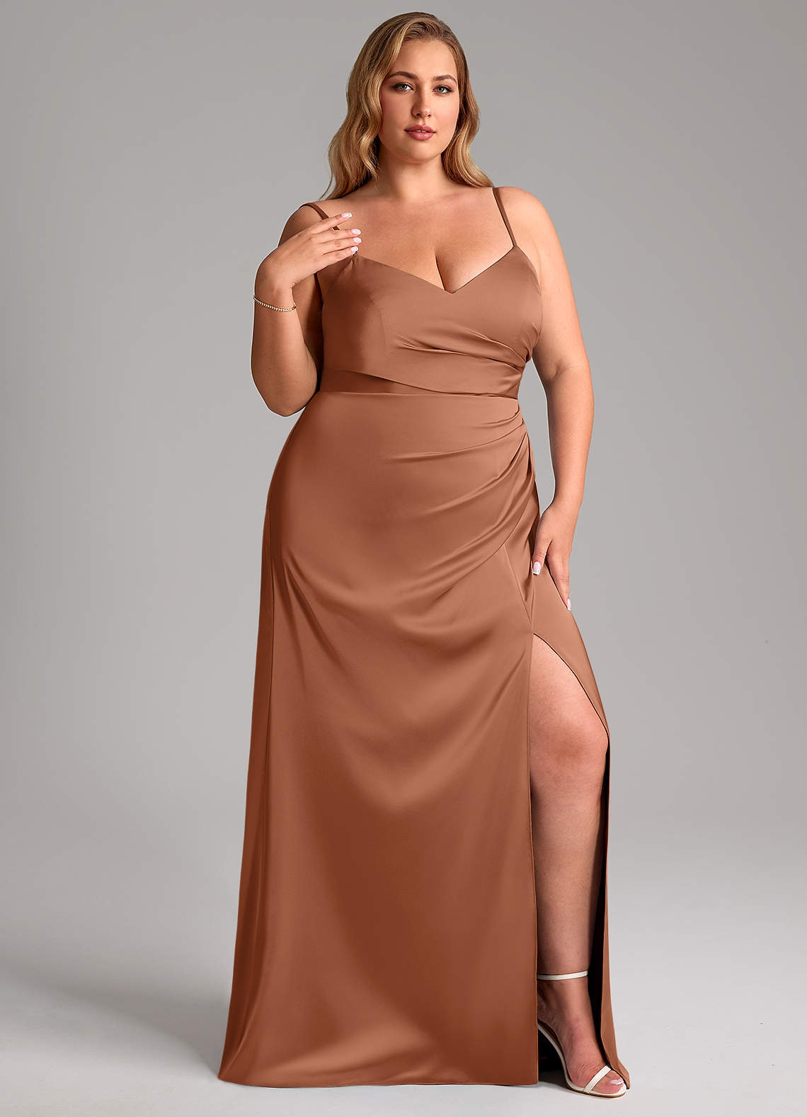 Azazie Azuree Bronzer Stretch Satin Bridesmaid Dresses | Azazie Azazie Azuree Bronzer Stretch Satin Bridesmaid Dresses | Azazie