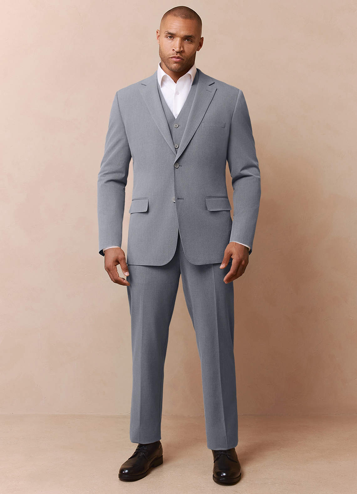 front Savile Grey Wool Blend Suit Jacket