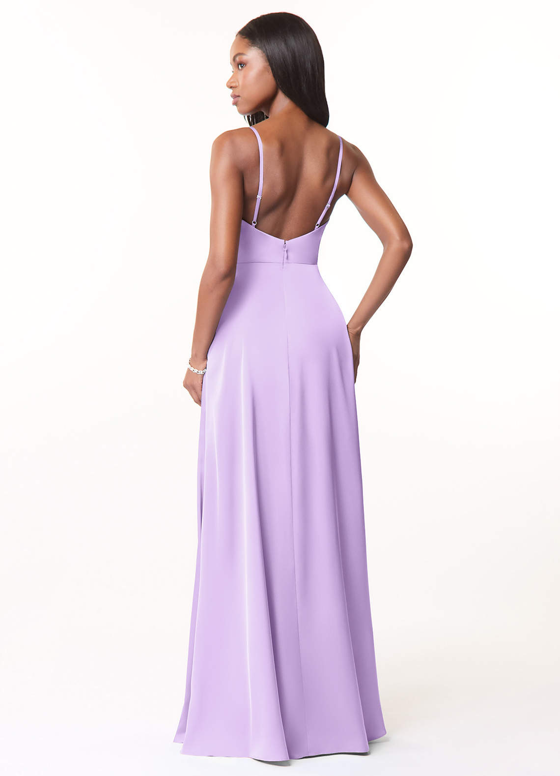 Azazie Brielle Ready to Ship Lilac Stretch Satin Bridesmaid