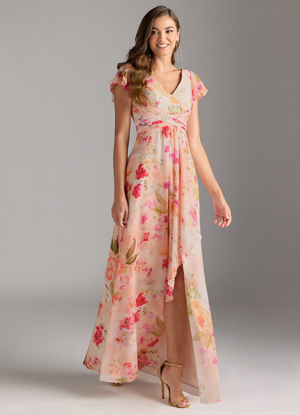 Azazie Omari Bridesmaid Dresses Abstract Bouquet Floral A-Line Chiffon Dress image1