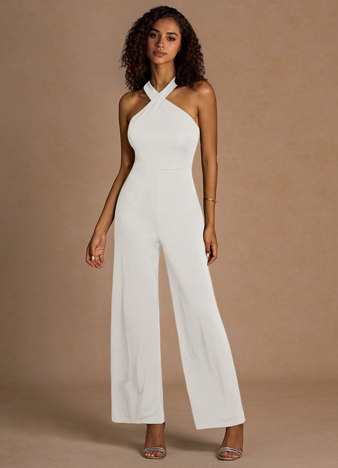 Jorja White Cross Back Jumpsuit | Azazie