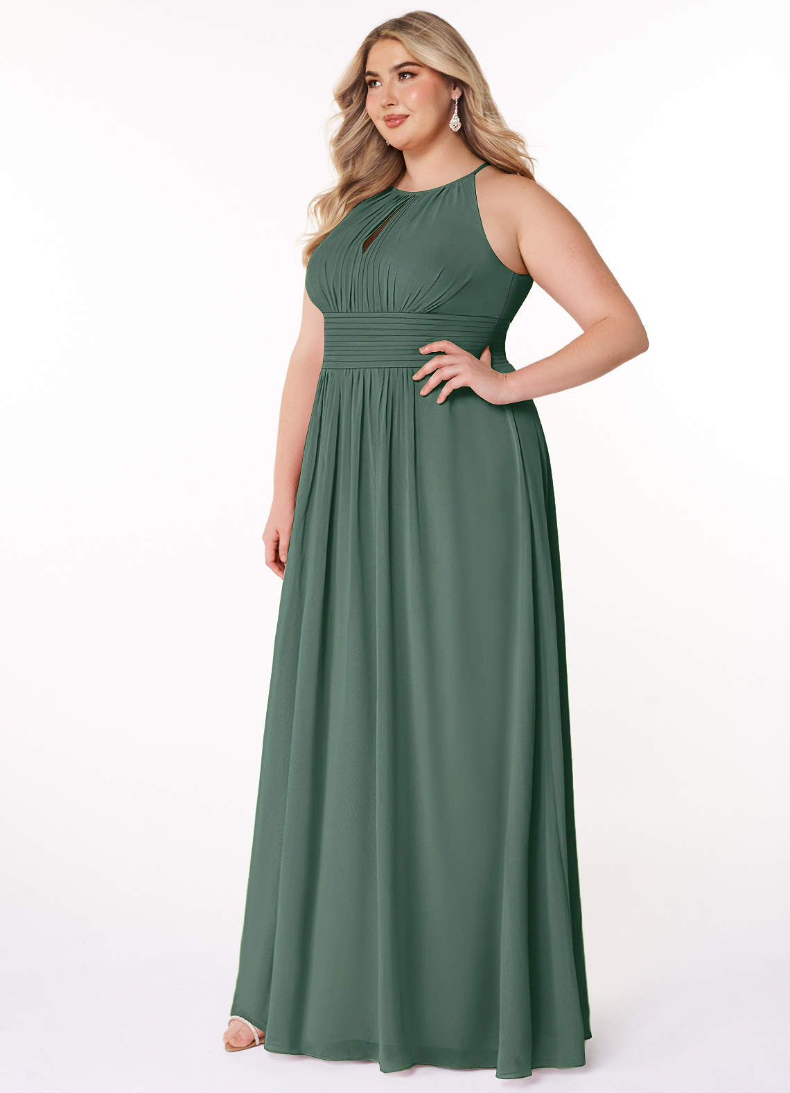 Azazie Bonnie At-home Try On Dresses Burgundy A-Line Keyhole Ruched Chiffon Dress image7