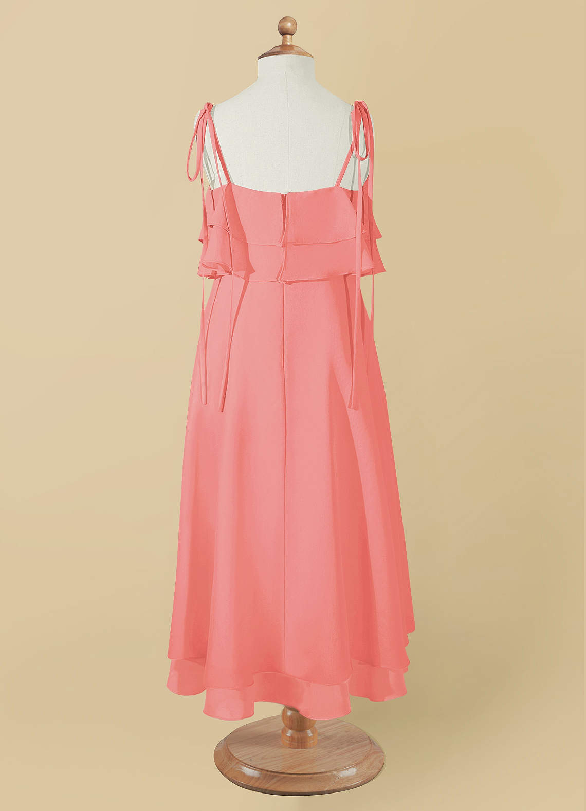 A-Line Spaghetti Strap Chiffon Bridesmaid Dress in English Rose main image 0