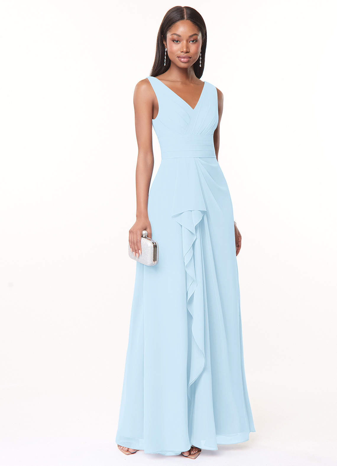 Azazie Julianna Bridesmaid Dresses Sky Blue A-Line Chiffon Dress image1