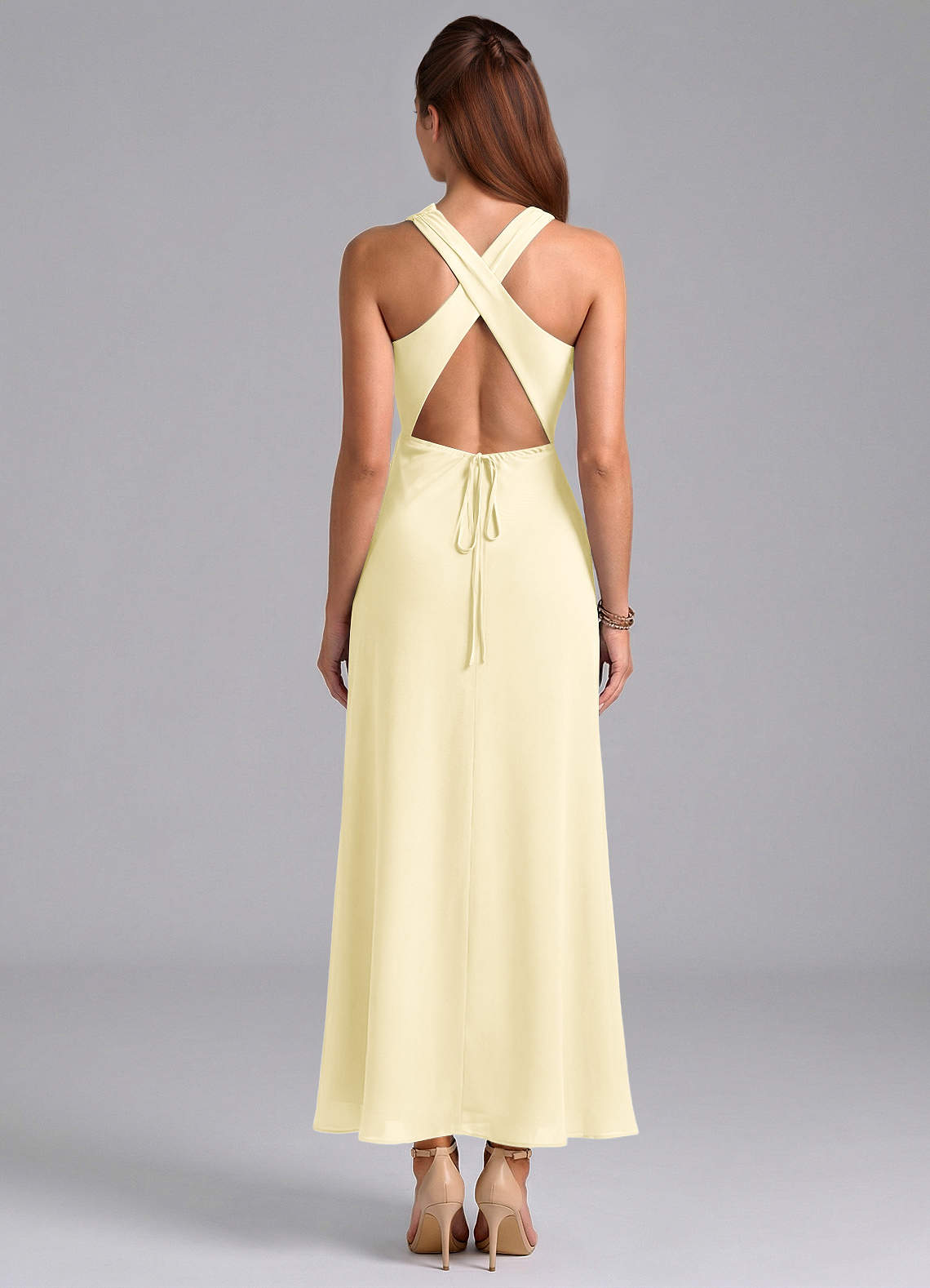 Azazie Evadne Brautjungfernkleider Etui Plissee Chiffon Kleid Zitronensorbet image5