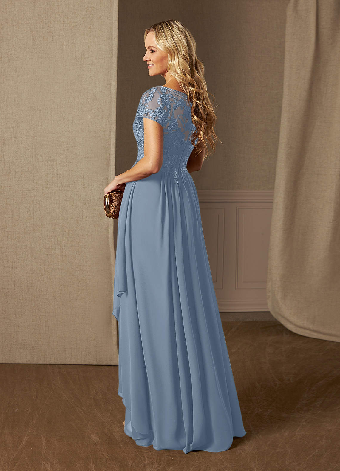 BCBGMAXAZRIA One Shoulder Evening Dress in Dusty Blue | REVOLVE