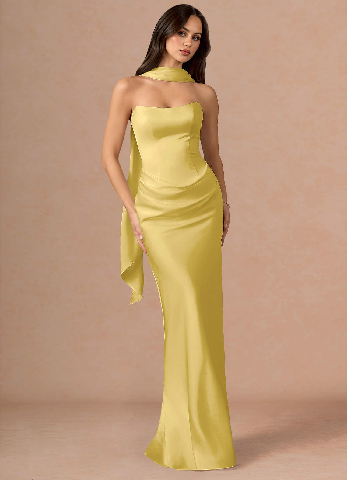 pastel maxi dress formal Valencia Yellow semi formal pastel dress