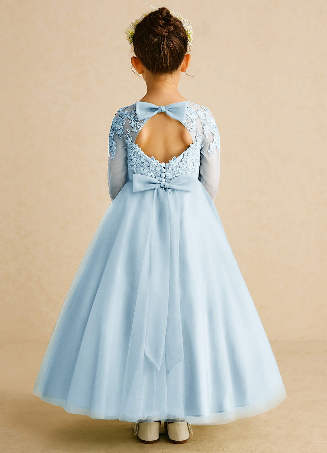 Lovely Lace Tulle A-line Flower Girl Dresses With Bow