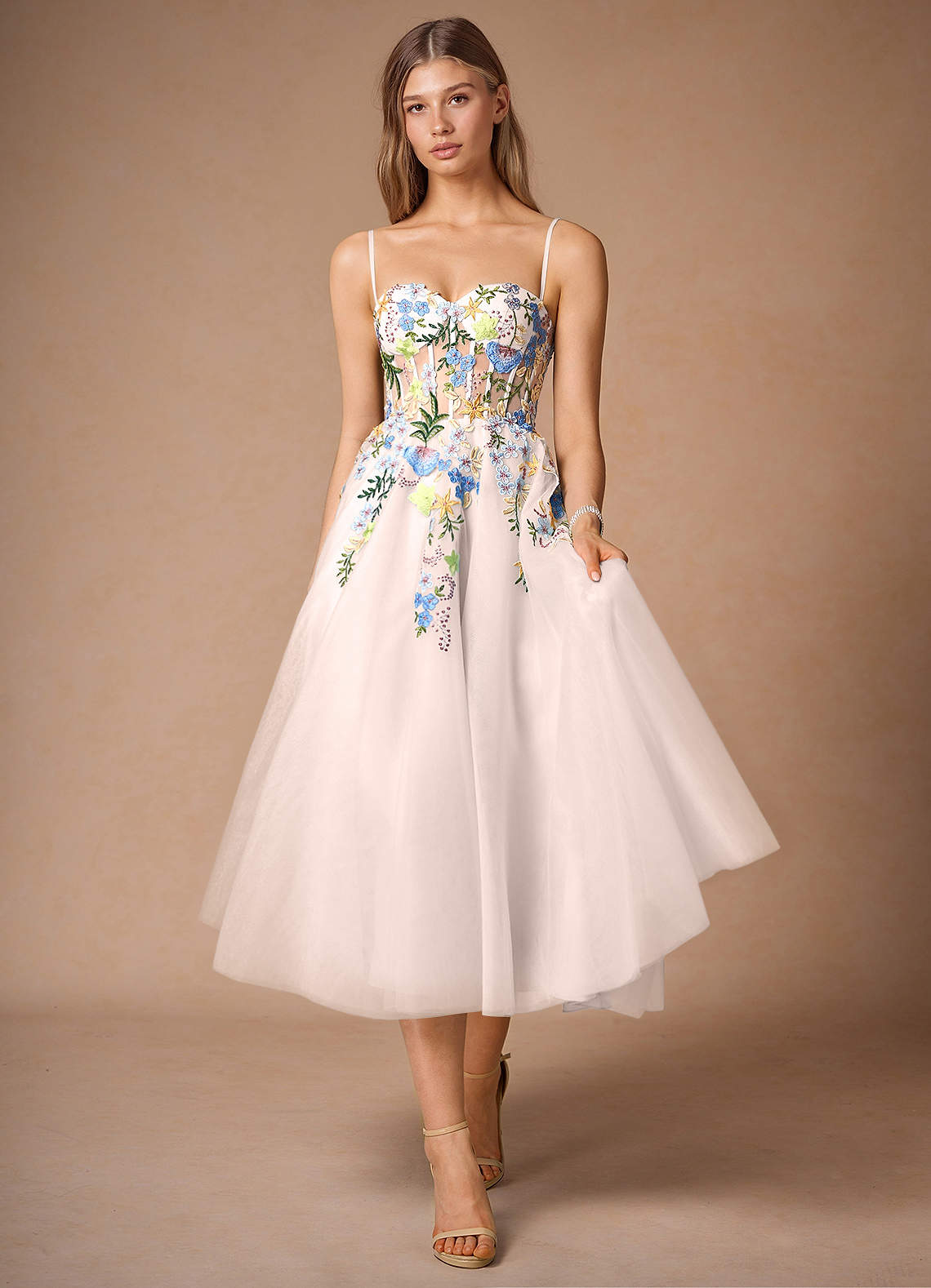 Iverine Blush Pink Multi Midi Dress image1