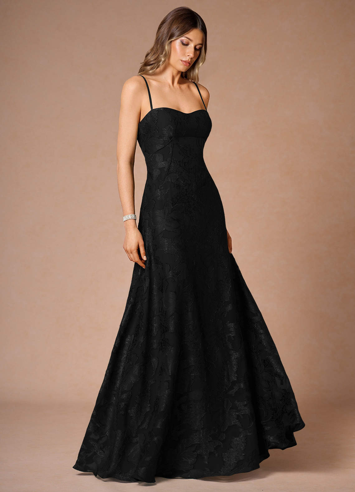 Hollis Black Lace Back Maxi Dress | Azazie