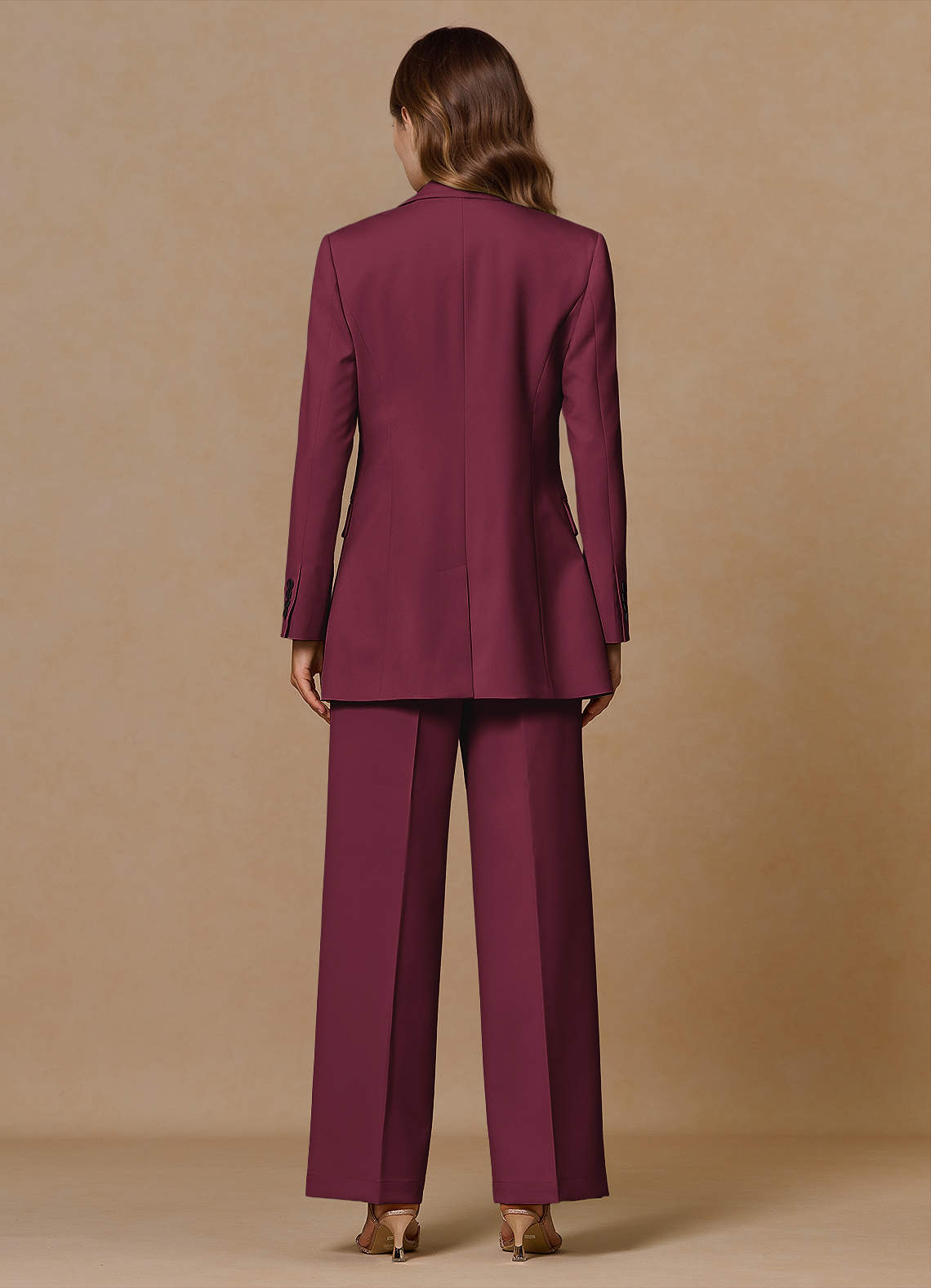 front Rowan Borgoña Traje de dos piezas de alto rendimiento con tejido refinado