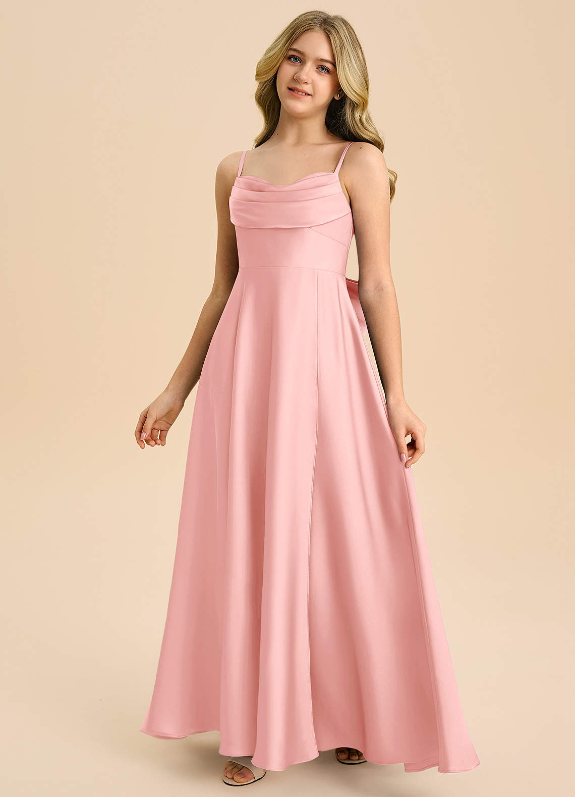 Azazie Bear Junior Ganache A-Line Sweetheart Neckline Stretch Satin Dress image3