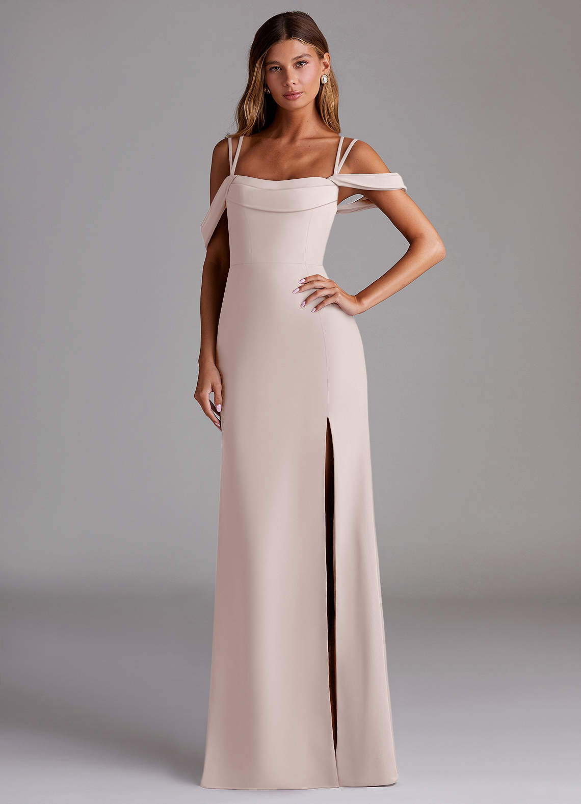 Azazie Callan Bridesmaid Dresses Rose Petal Mermaid Pleated Chiffon Convertible Dress image1