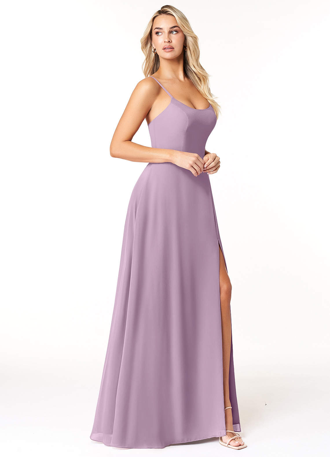 amazon bridesmaid dresses pink A-line Scoop Neck Bridesmaid Dress Chiffon Appliques Floor-Length Evening Maxi Gown Sleeveless main image 0