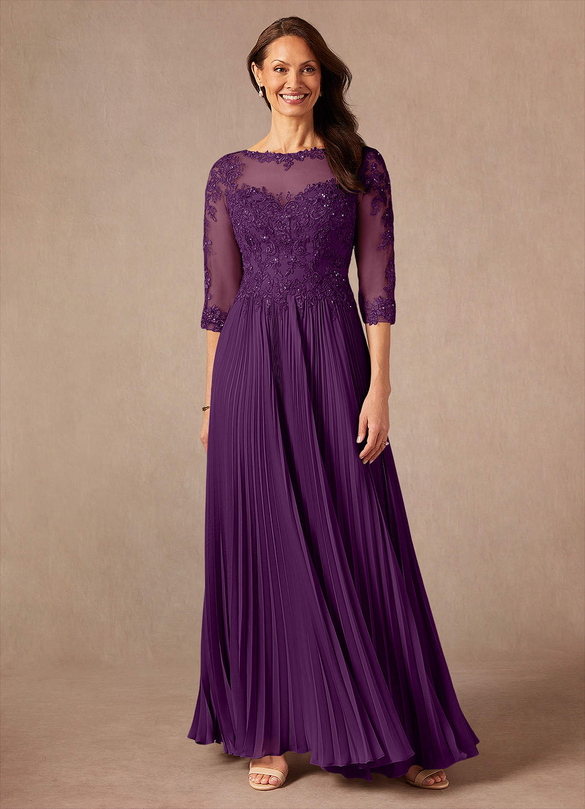 Azazie Corinne Mother of the Bride Dresses Grape A-Line Sequins Chiffon Dress image1