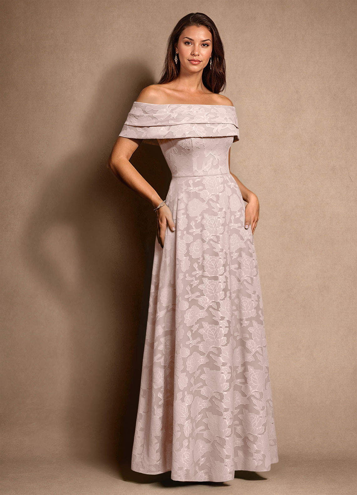 Azazie New Britain vestidos de madre de la novia Vestido de Rosa Rubor de Devorado Floral de Corte en A con Plisado image1