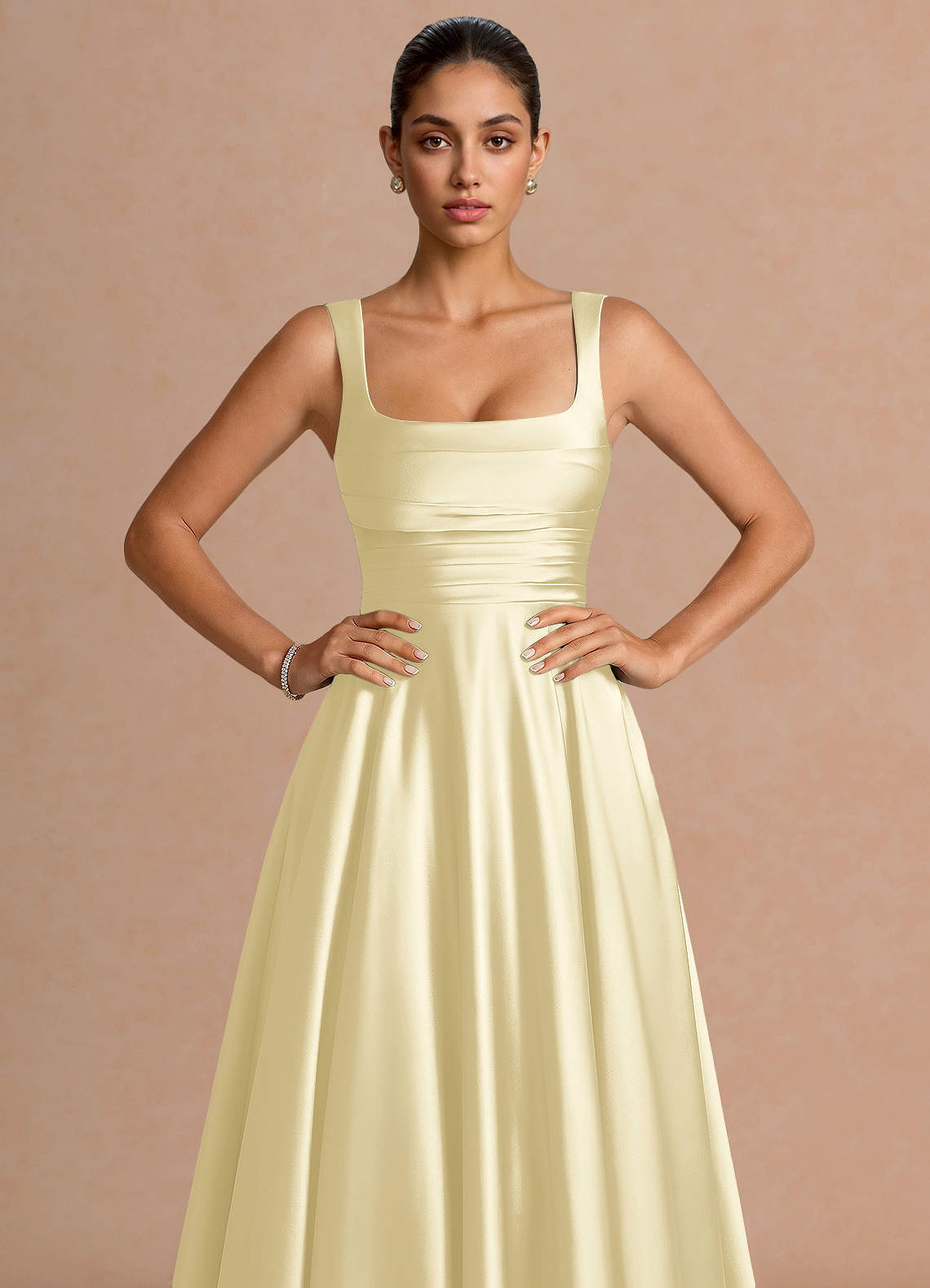 butter yellow formal dresses ZAPAKA Women Yellow A-Line Maxi Dress Off the Shoulder Ruched Wedding Guest Dress with Pockets, Yellow / US24W