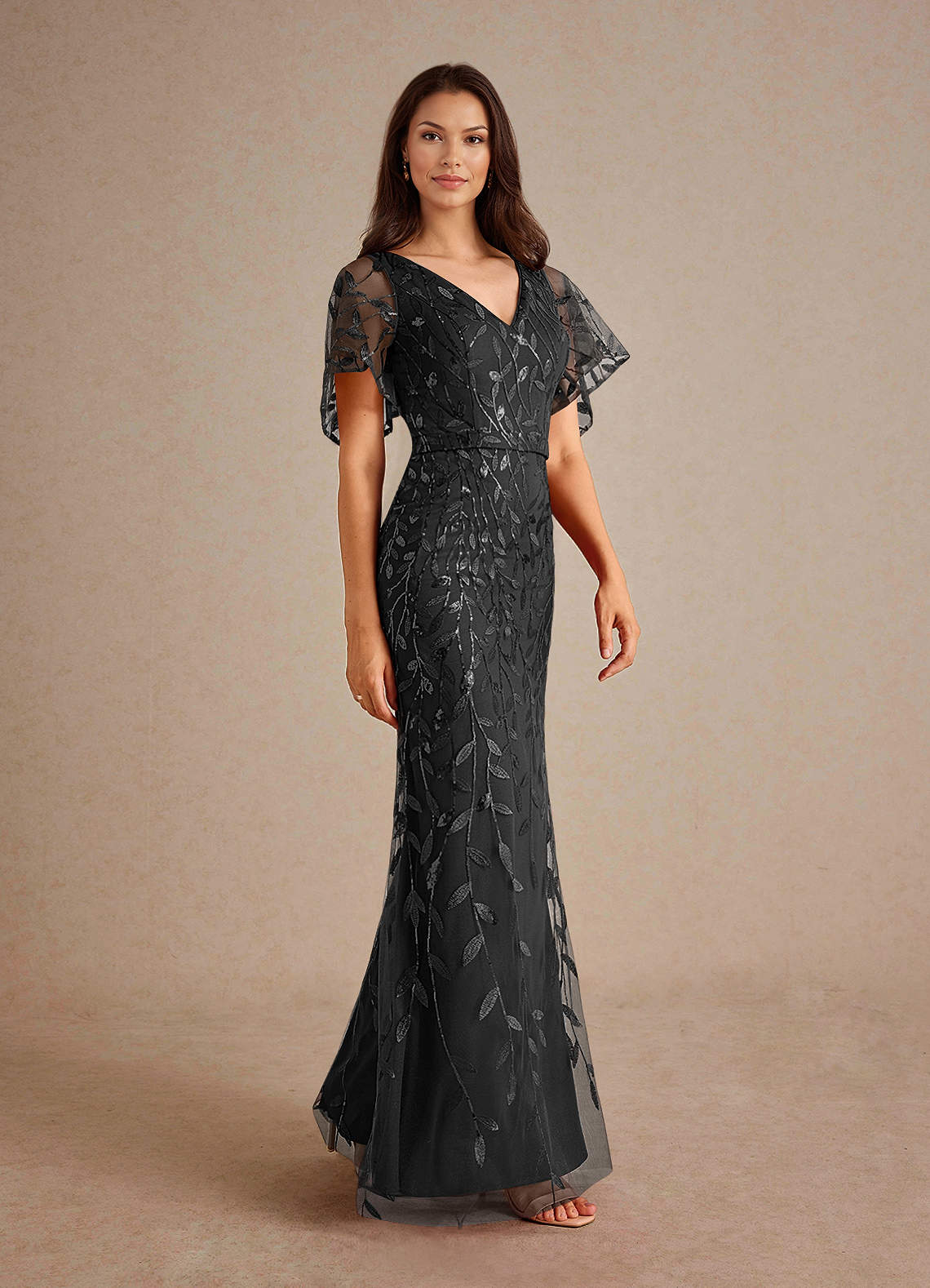 Azazie Milan Mother of the Bride Dresses Black Sheath Sequins Dress image3