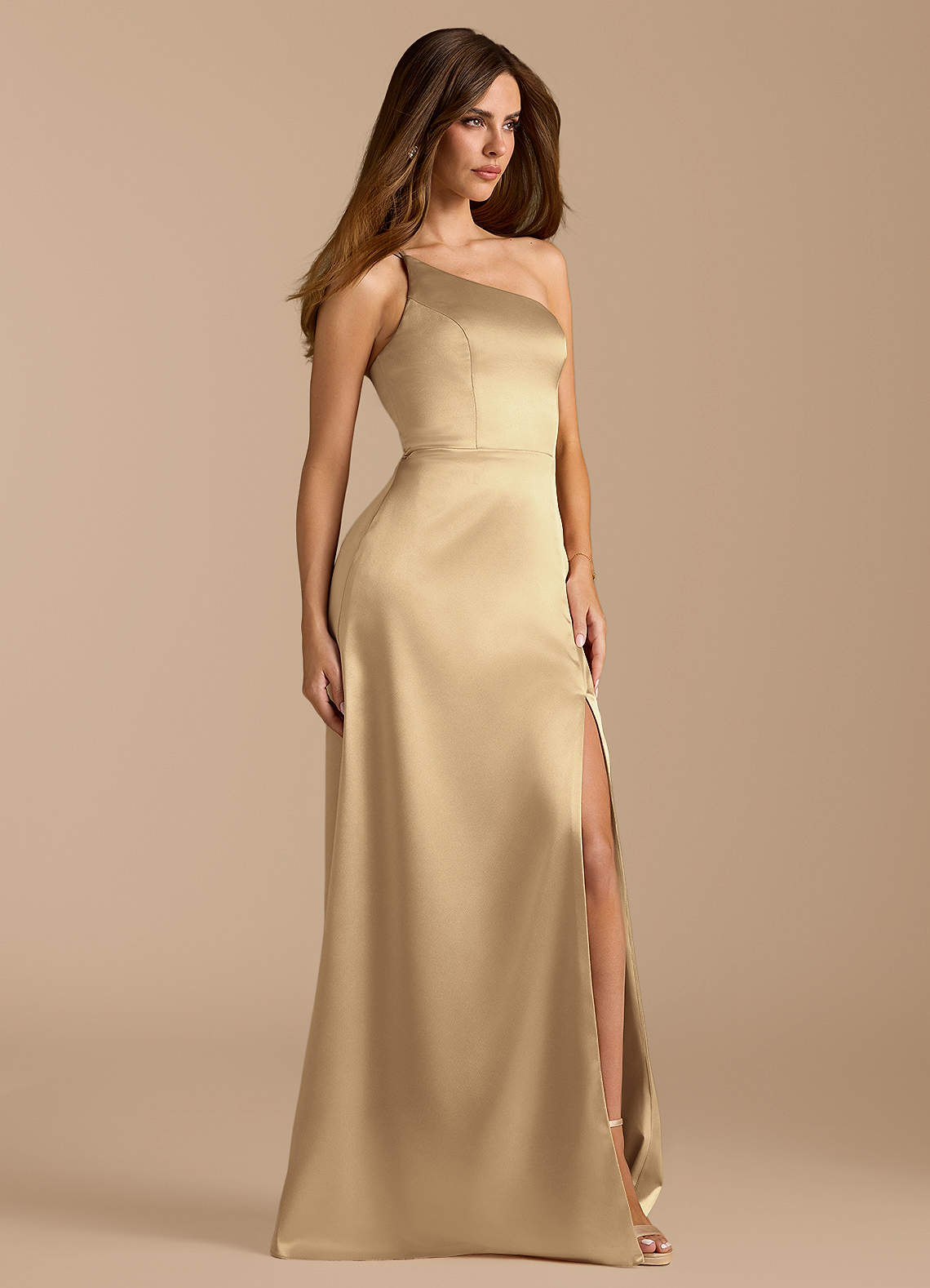 【PORTERNA】Dael satin long one piece Rose Quartz Bridesmaid Dress Satin A-Line Cowl Neck Maxi