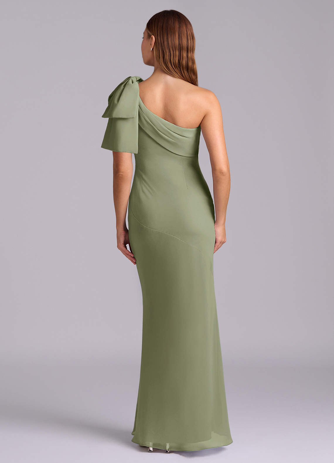 Azazie Yuanna Bridesmaid Dresses Pistachio Mermaid One Shoulder Chiffon Dress image1