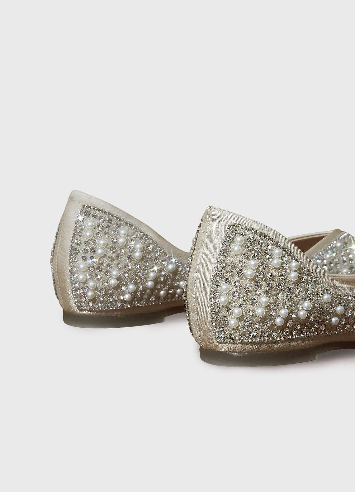 front Crystal And Pearl Ballet Flats